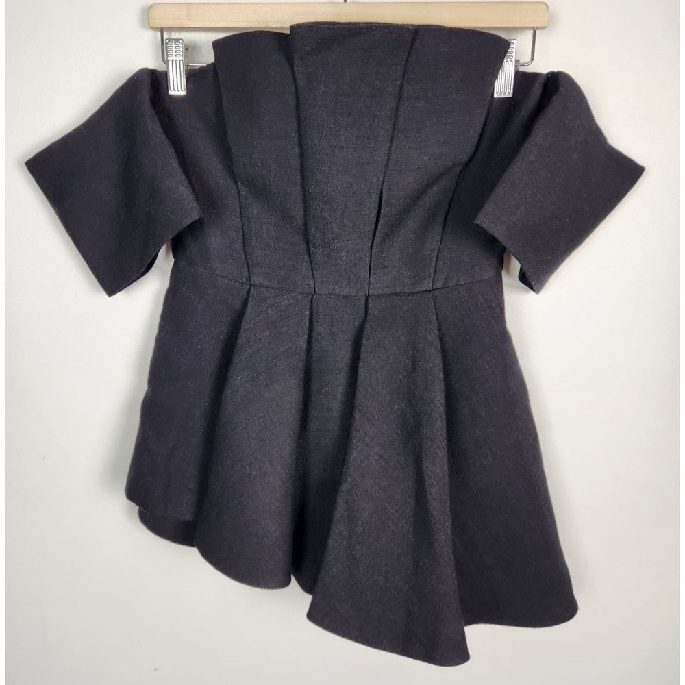 C/MEO Collective Women's Sz. S Black Asymmetrical Off The Shoulder Black Top